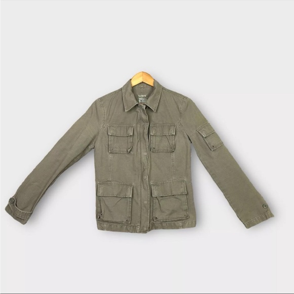 J. Crew Jackets & Blazers - J Crew Women's Utility Cargo Safari Jacket Sz Small Green Military Field Y2K VTG